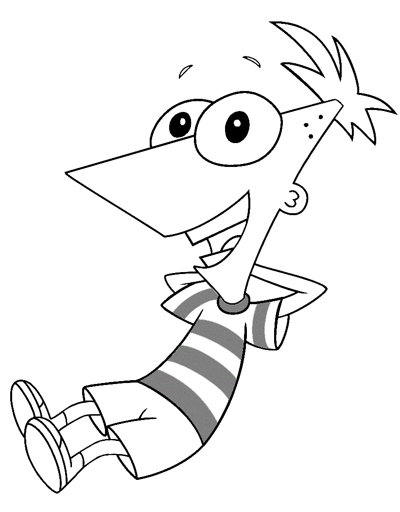 Happy Phineas Coloring Page - Free Printable Coloring Pages for Kids