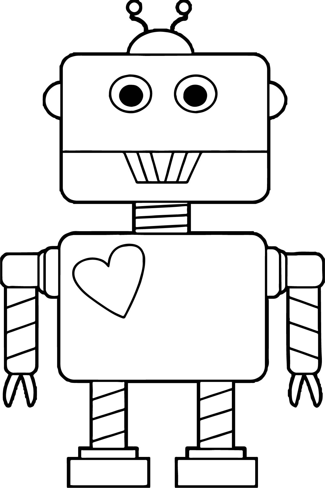  Robot  With Heart Coloring  Page  Free Printable Coloring  