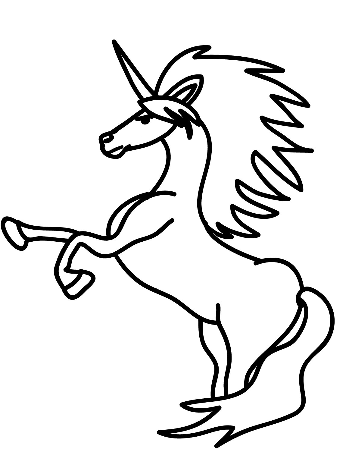 Simple Unicorn Coloring Page - Free Printable Coloring Pages for Kids