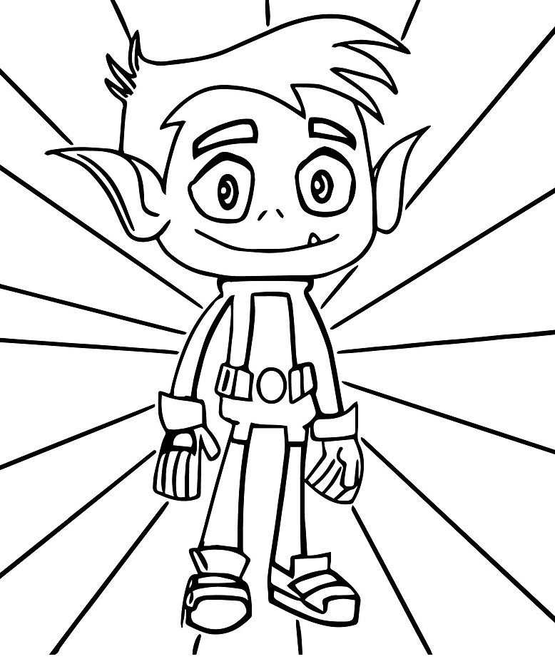 Happy Beast Boy Coloring Page - Free Printable Coloring Pages for Kids