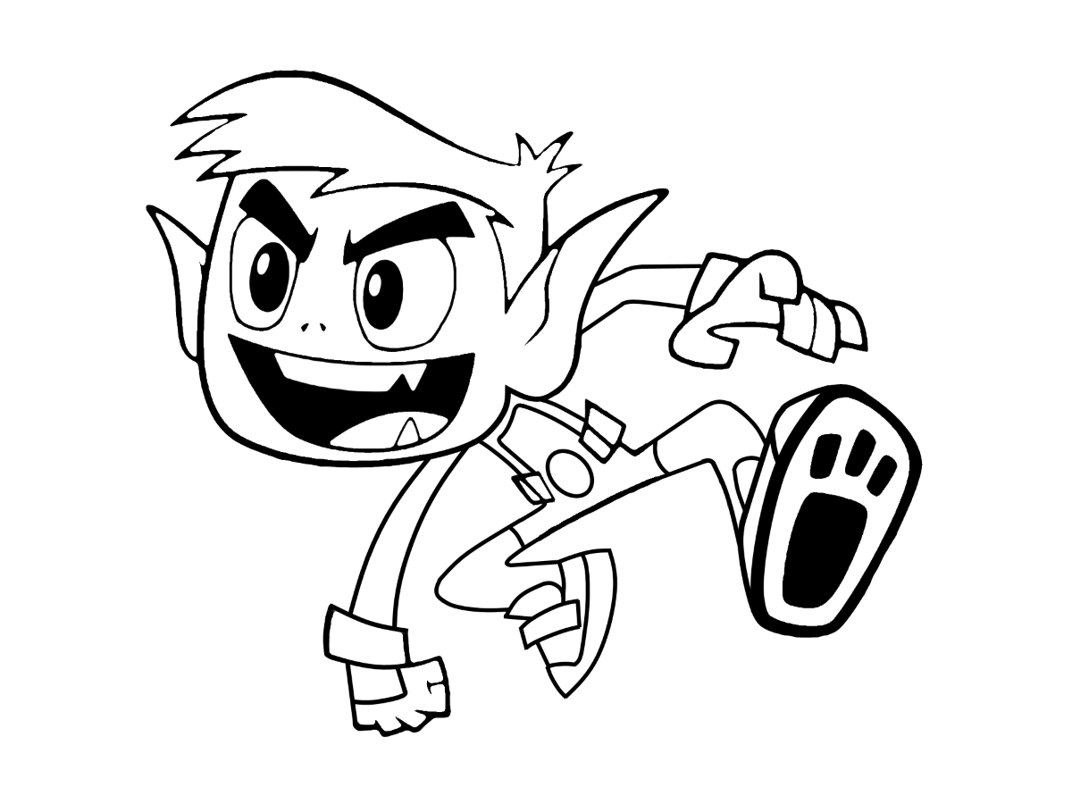 Action Beast Boy Coloring Page - Free Printable Coloring Pages for Kids