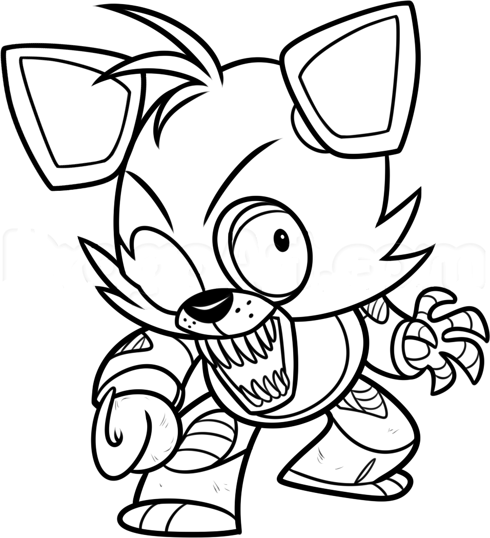 Cute Creepy Foxy Coloring Page - Free Printable Coloring Pages for Kids