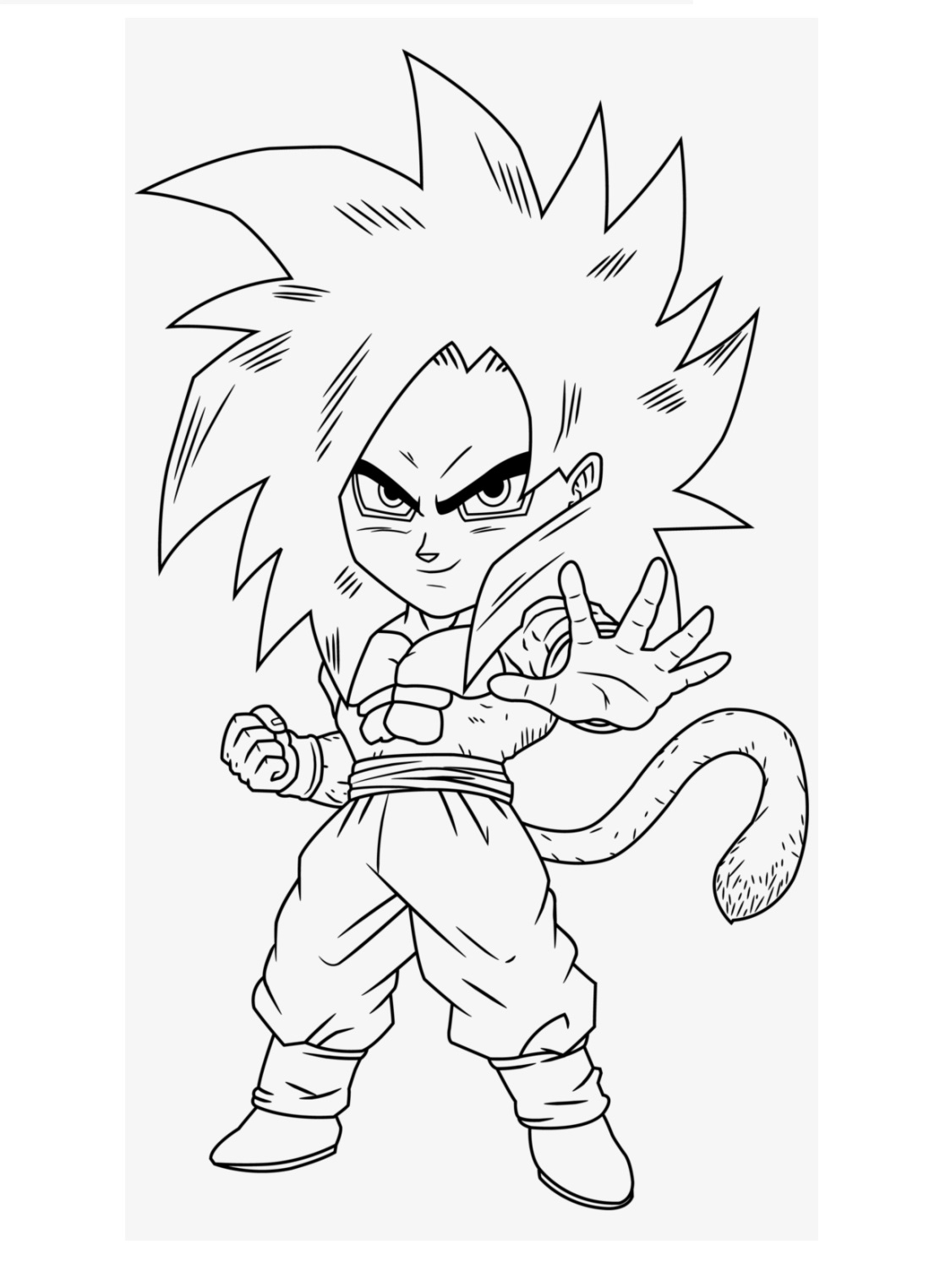 Chibi Goku Super Saiyan Xeno Coloring Page - Free Printable Coloring