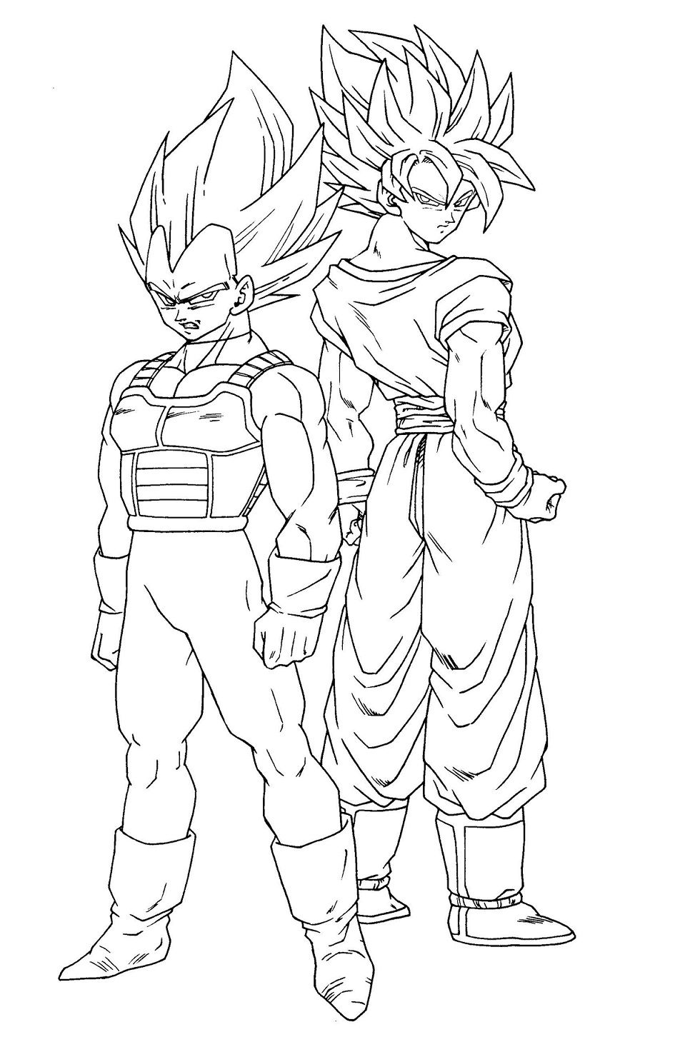 Awesome Goku And Vegeta Coloring Page - Free Printable Coloring Pages
