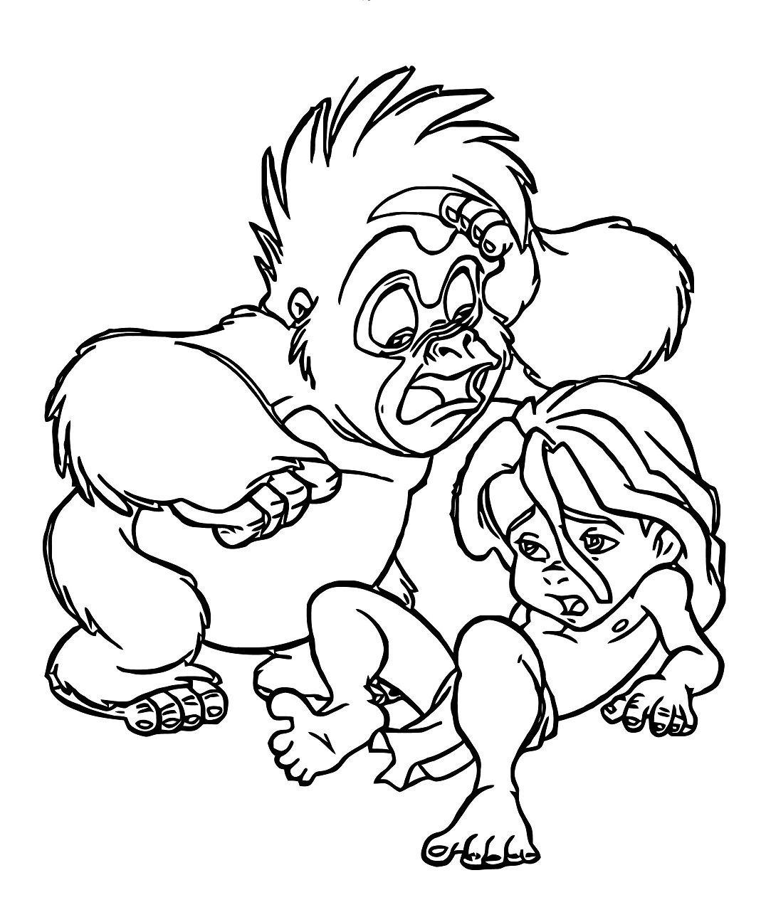 Funny Tarzan With Terk Coloring Page - Free Printable Coloring Pages
