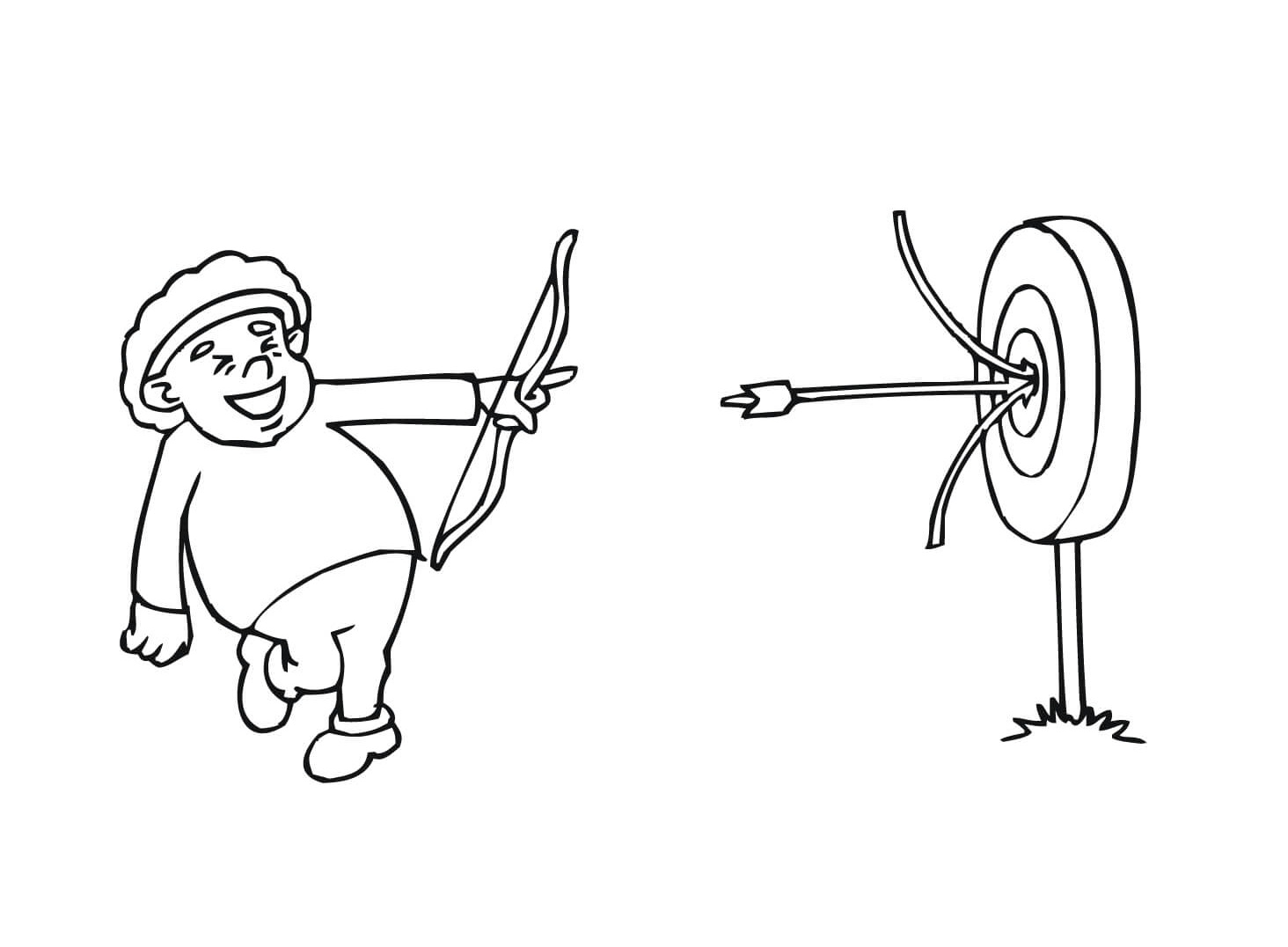 The Boy Shooting The Arrow Coloring Page - Free Printable Coloring