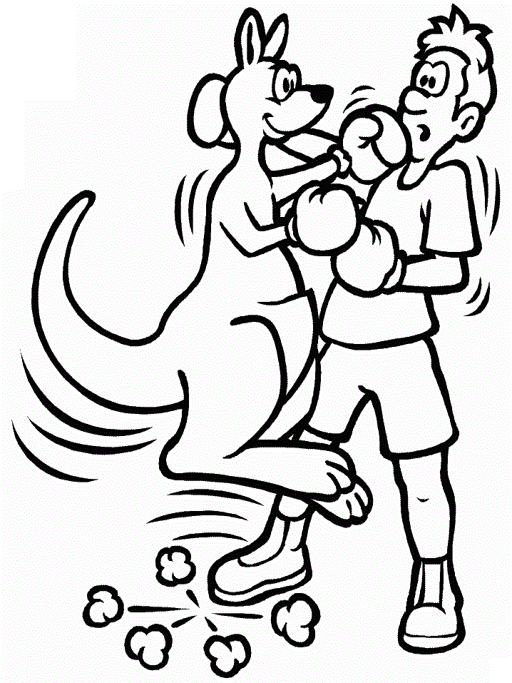 A Guy Fighting With A Kangaroo Coloring Page - Free Printable Coloring