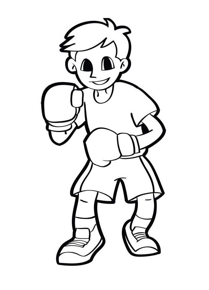 A Boy Wearing Boxing Gloves Coloring Page - Free Printable Coloring