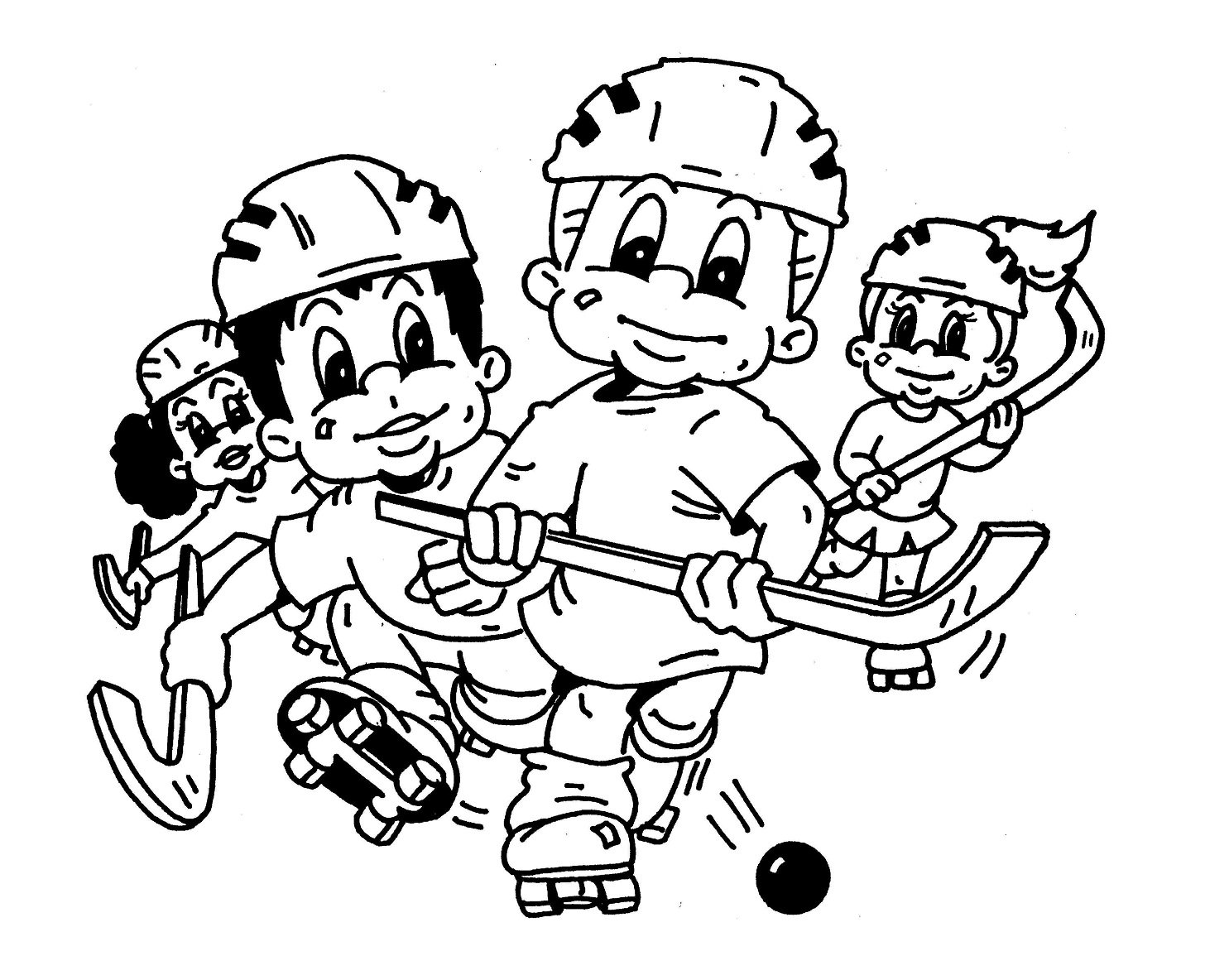Kids Playing Hockey Coloring Page - Free Printable Coloring Pages for Kids