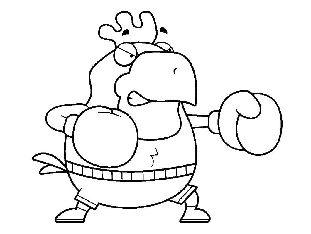 A Kick Boxing Chicken Coloring Page - Free Printable Coloring Pages for