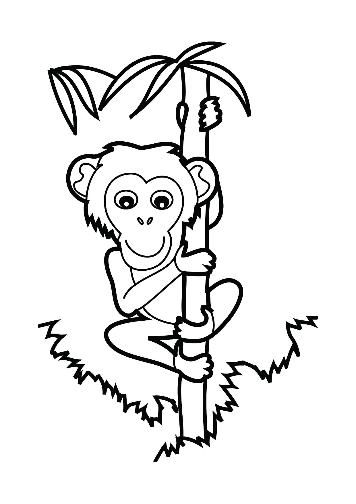 Download Monkey On Bamboo Tree Coloring Page - Free Printable ...