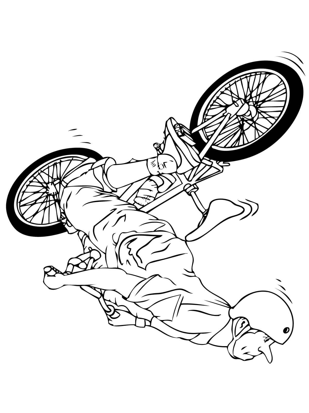 A Cyclist Falls Coloring Page - Free Printable Coloring Pages for Kids