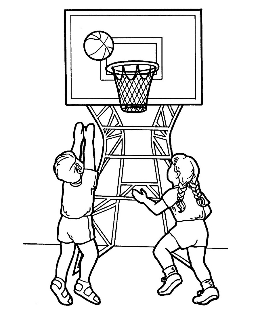 Kids Playing Basketball Coloring Page Free Printable Coloring