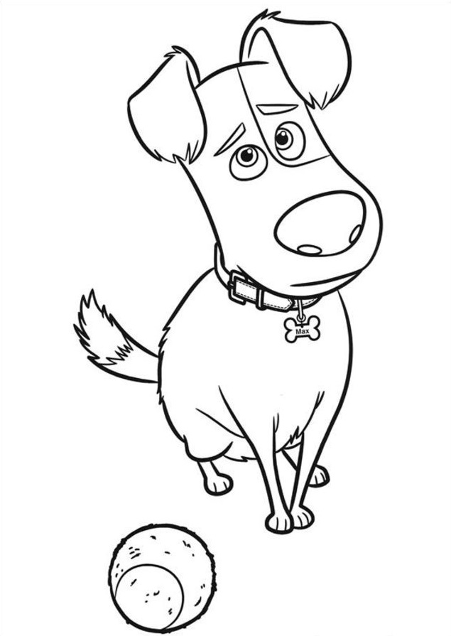 Max With Tennis Ball Coloring Page - Free Printable Coloring Pages for Kids