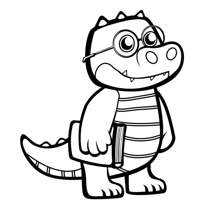 Student Crocodile Coloring Page - Free Printable Coloring Pages for Kids