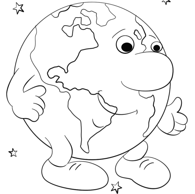 Cartoon Earth Coloring Page - Free Printable Coloring Pages for Kids