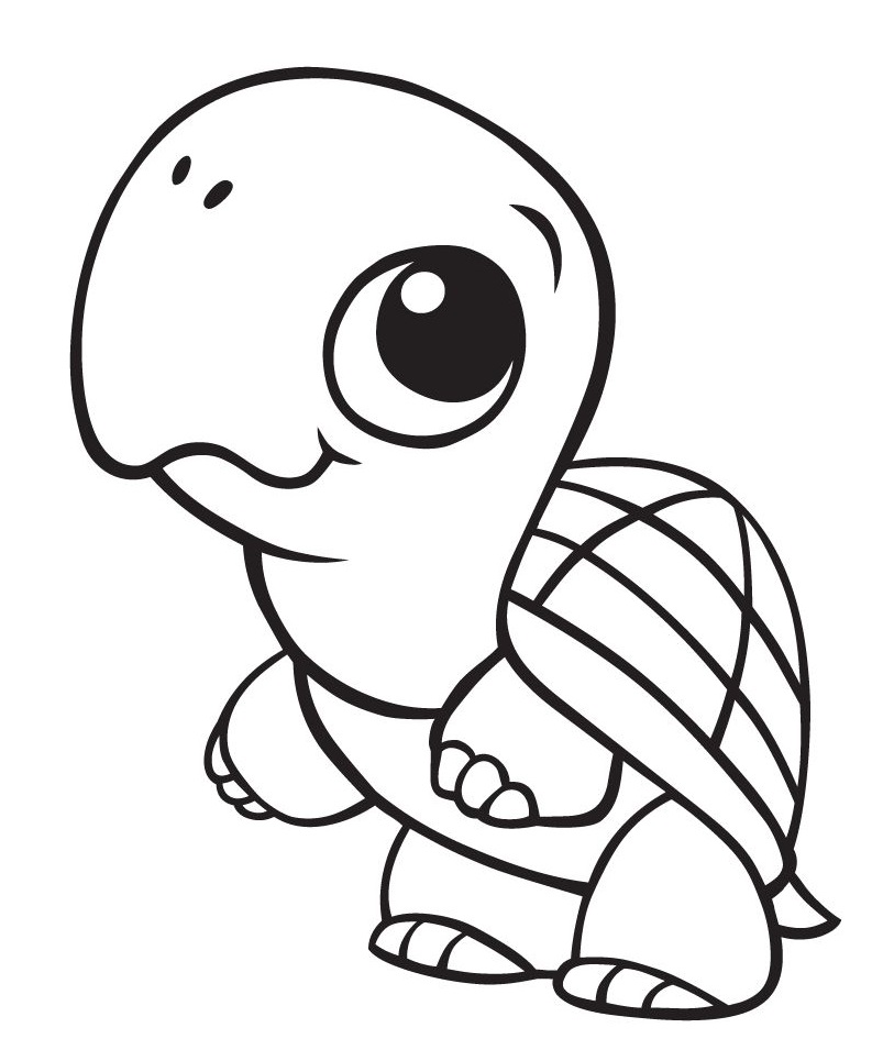 Cute Baby Turtle Coloring Page - Free Printable Coloring Pages for Kids