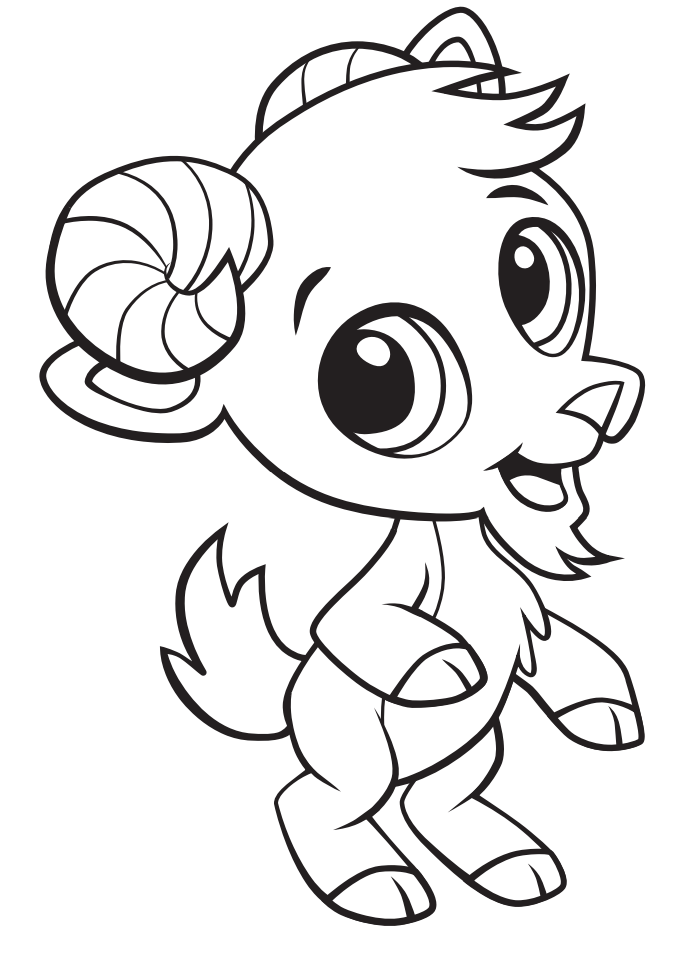 Cute Baby Goat Coloring Page - Free Printable Coloring Pages for Kids