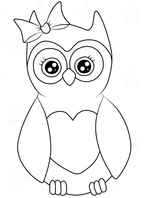 Owl With Hair Bow Coloring Page - Free Printable Coloring ...