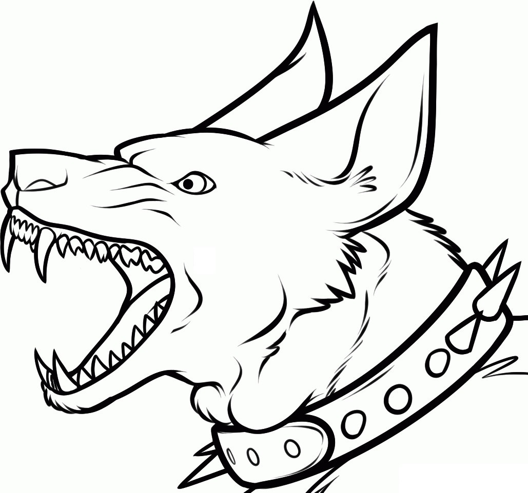 Scary Dog With Sharp Teeth Coloring Page - Free Printable ...