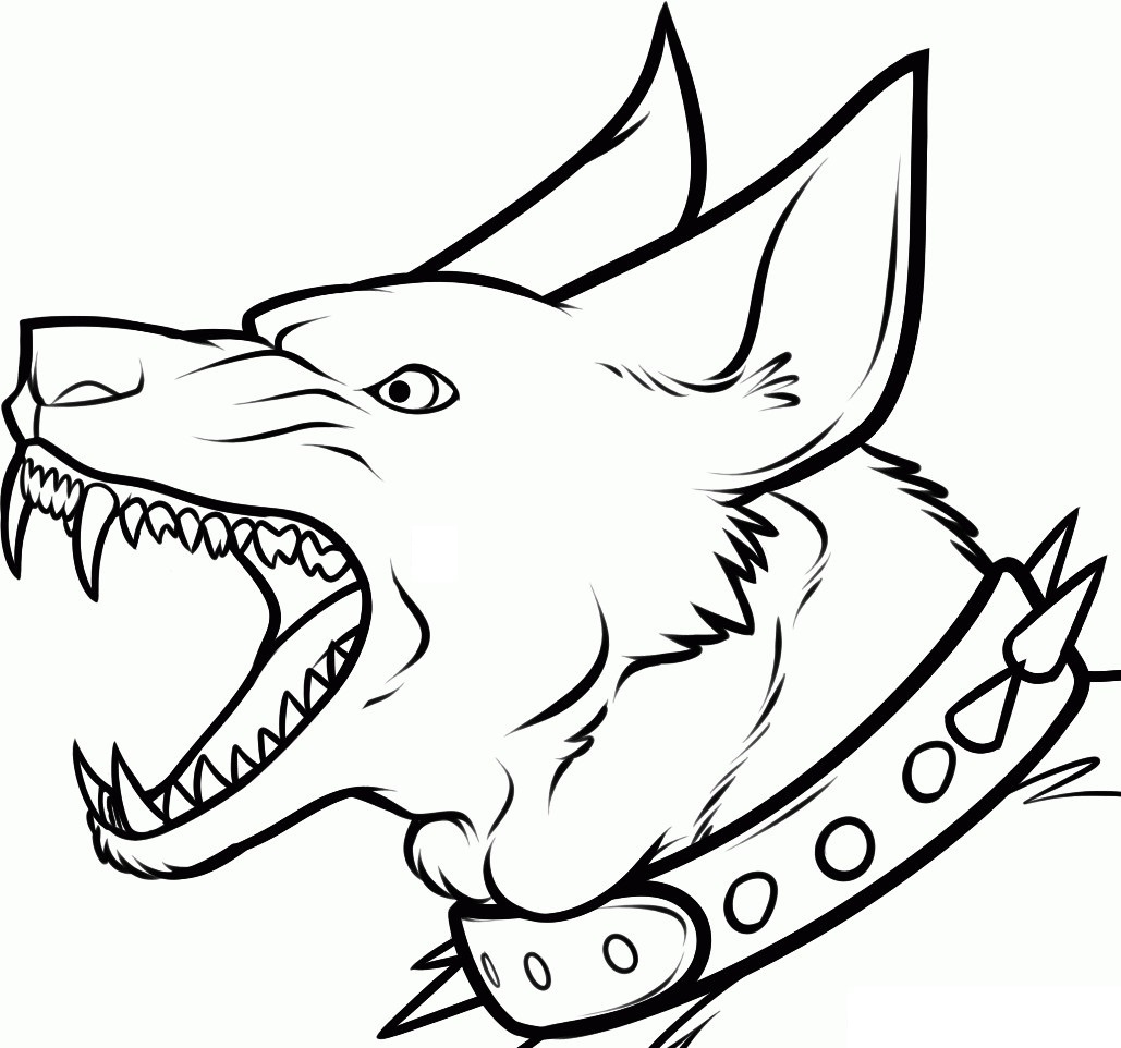 Scary Dog With Sharp Teeth Coloring Page - Free Printable Coloring