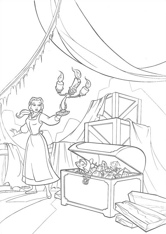 Belle In The Warehouse Coloring Page - Free Printable Coloring Pages