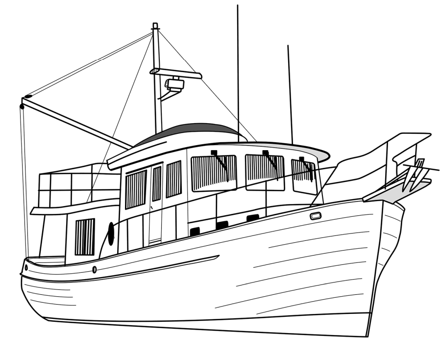 Download Luxury Trawler Yacht Coloring Page - Free Printable ...