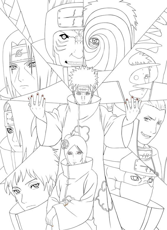 Download Members Of Akatsuki Coloring Page - Free Printable Coloring Pages for Kids