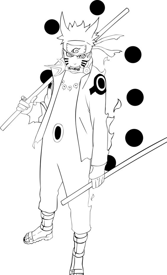 naruto in six paths sage mode coloring page free