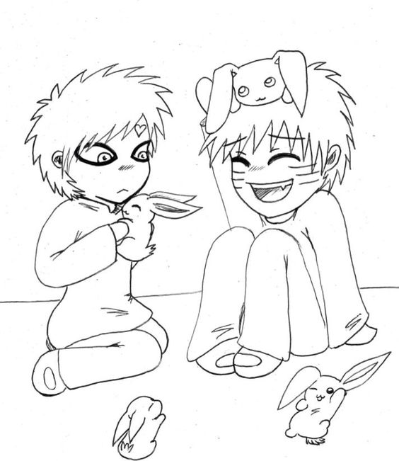 Gaara And Naruto Coloring Page - Free Printable Coloring Pages for Kids