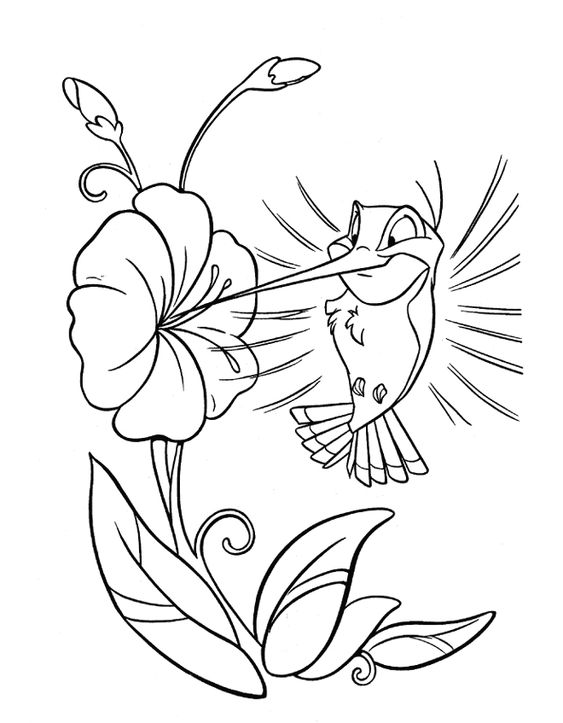 Flit Sipping Nectar Coloring Page - Free Printable Coloring Pages for Kids