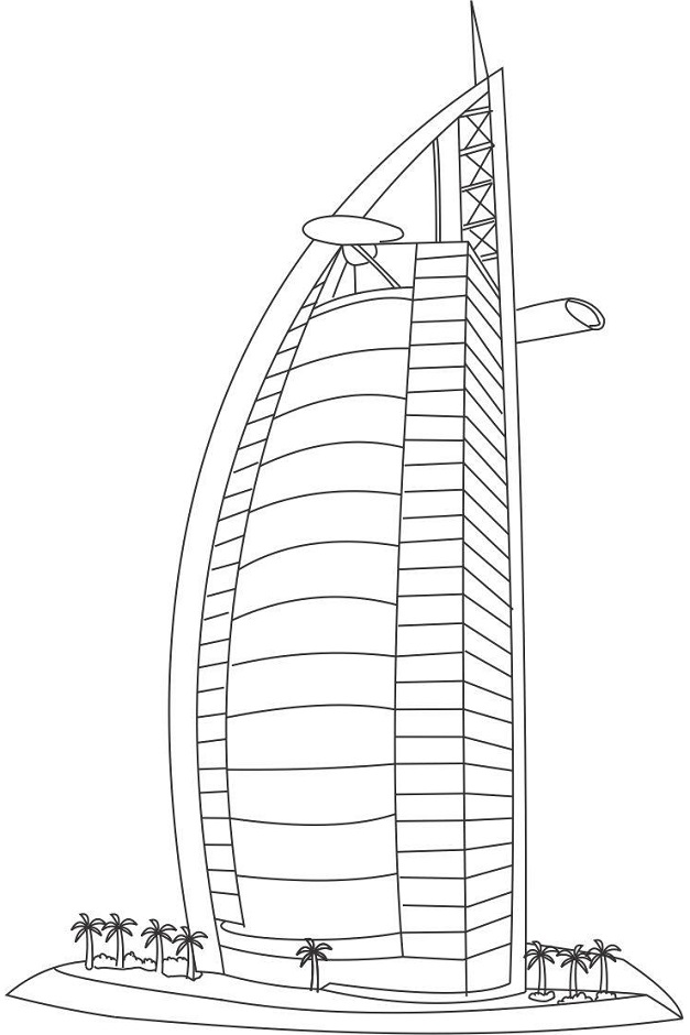 Burj Al Arab Coloring Page - Free Printable Coloring Pages for Kids