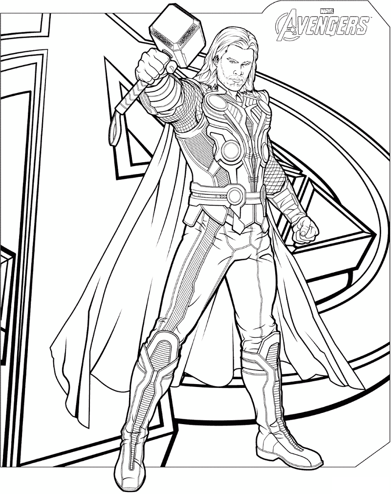 Marvel Avengers Thor Coloring Page   Free Printable ...