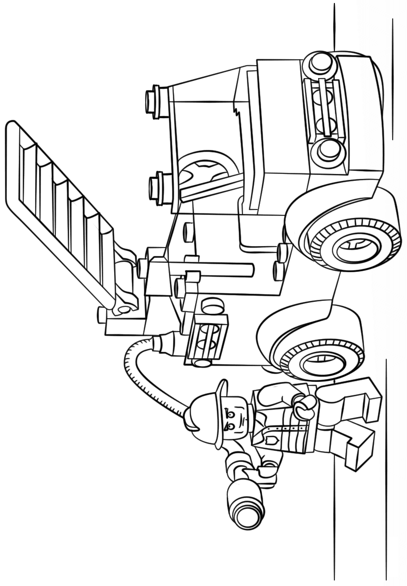 Lego City Fire Truck Coloring Page - Free Printable Coloring Pages for Kids