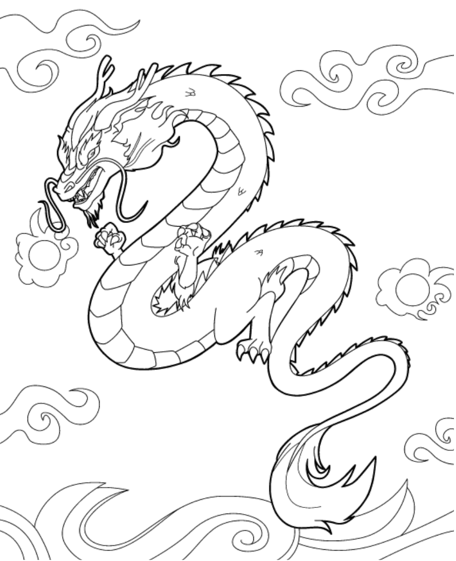 Download Beautiful Chinese Dragon Coloring Page - Free Printable Coloring Pages for Kids