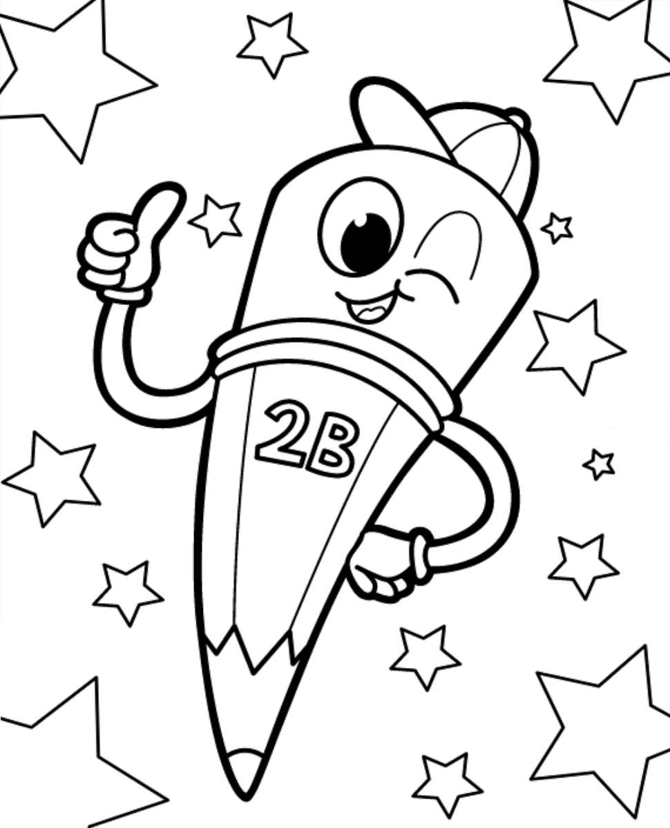 Cartoon Pencil 2B Coloring Page - Free Printable Coloring Pages for Kids