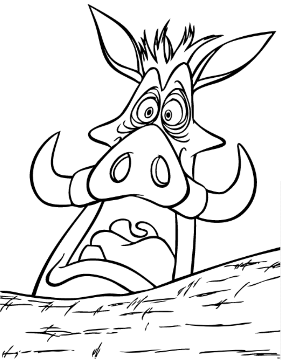 Pumbaa Is Horrified Coloring Page - Free Printable Coloring Pages for Kids