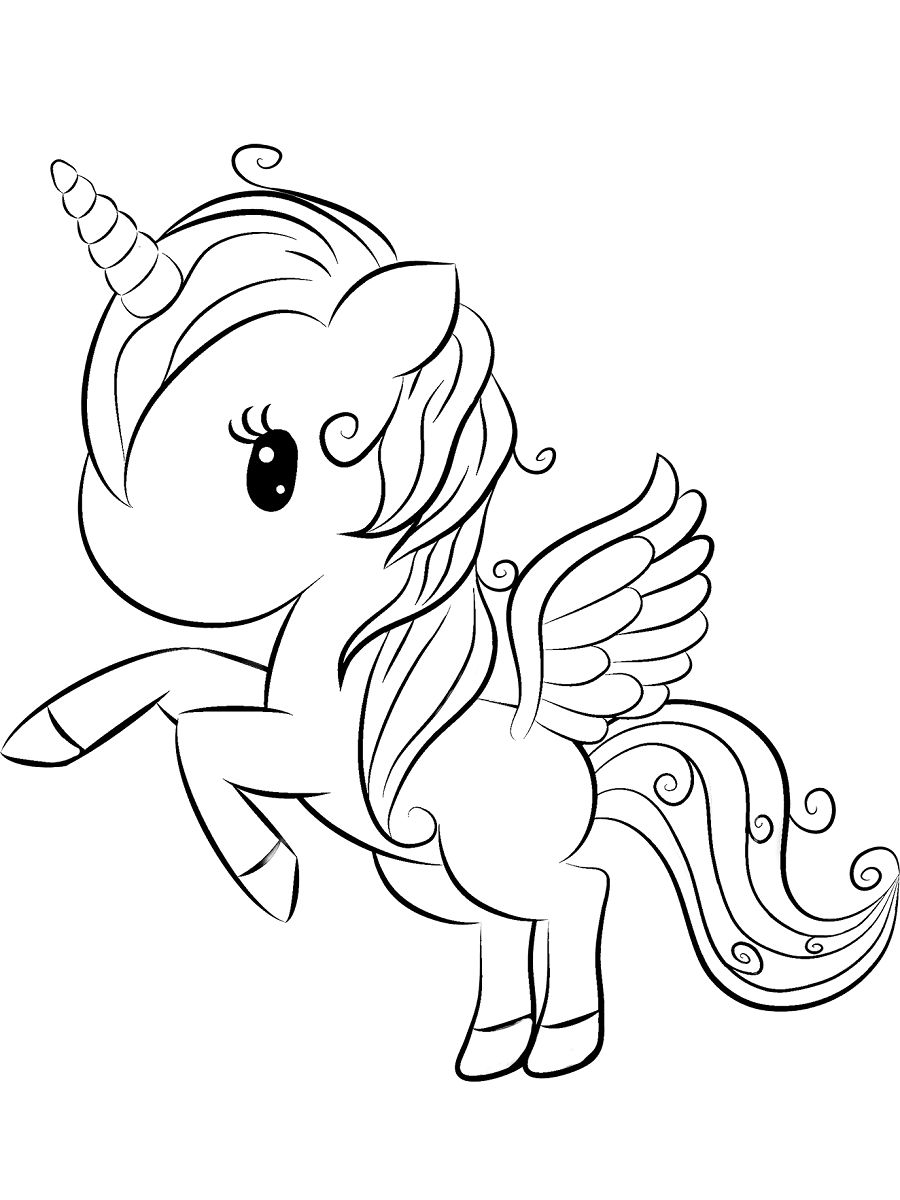 Little Unicorn Coloring Page - Free Printable Coloring Pages for Kids