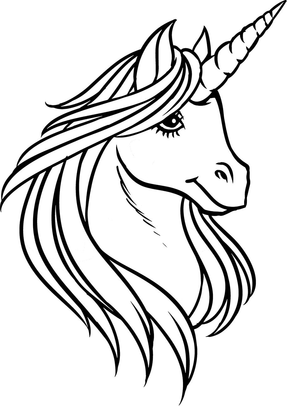 Beautiful Unicorn Head Coloring Page - Free Printable ...