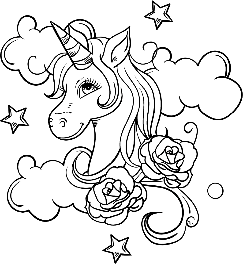 Rose Unicorn Coloring Page