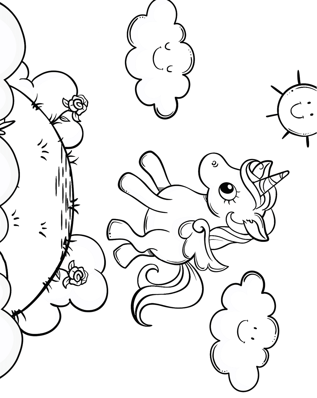Baby Unicorn Flying Coloring Page - Free Printable Coloring Pages for Kids