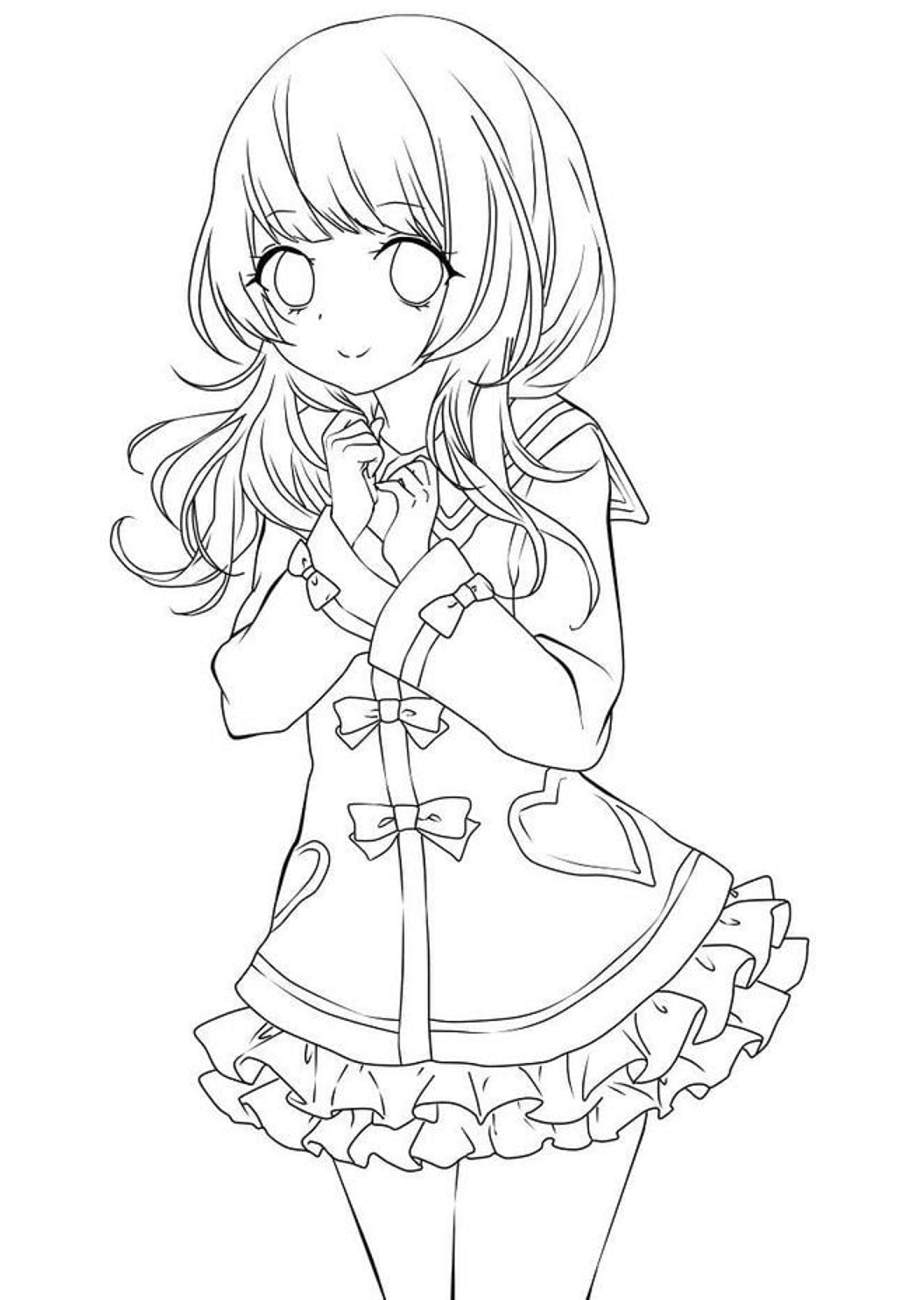 Cute Anime Girl Coloring Page   Free Printable Coloring Pages for Kids