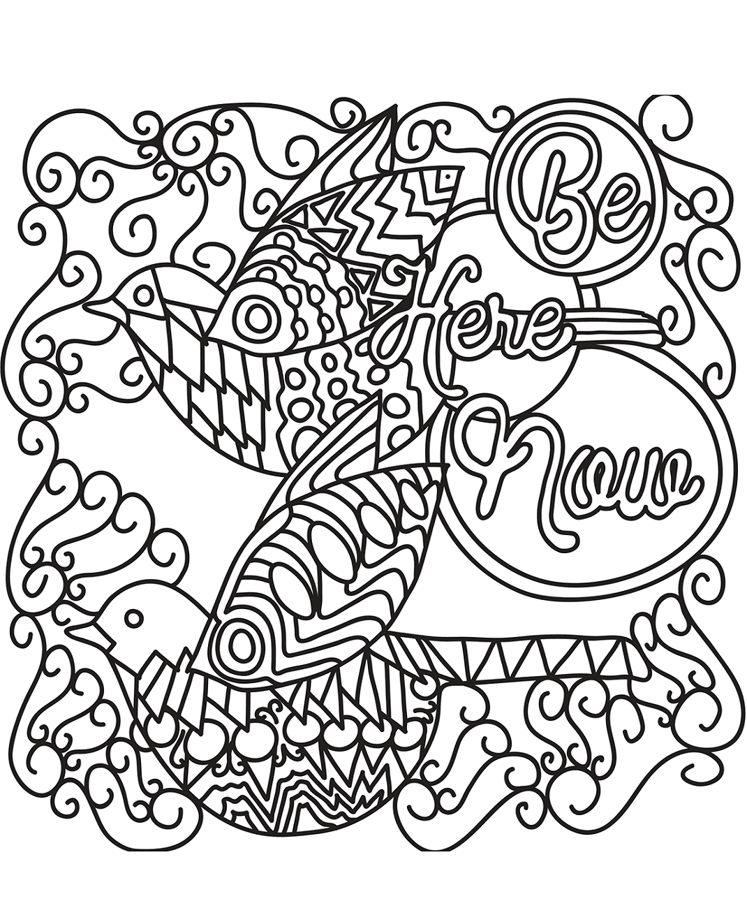 Birds Doodle Art Coloring Page Free Printable Coloring Pages For