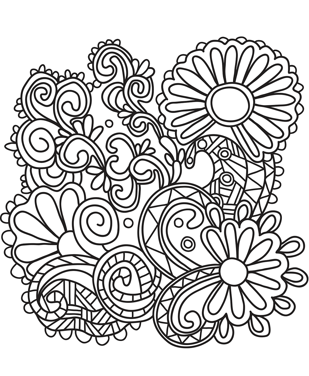 Sunflowers Doodle Art Coloring Page - Free Printable Coloring Pages for