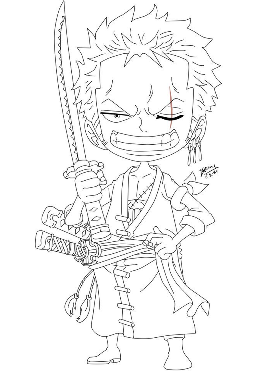 Chibi Zoro Coloring Page - Free Printable Coloring Pages for Kids