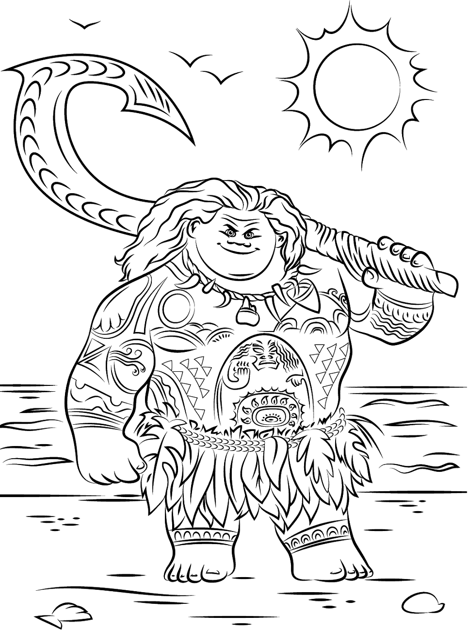 Strong Maui Coloring Page - Free Printable Coloring Pages for Kids