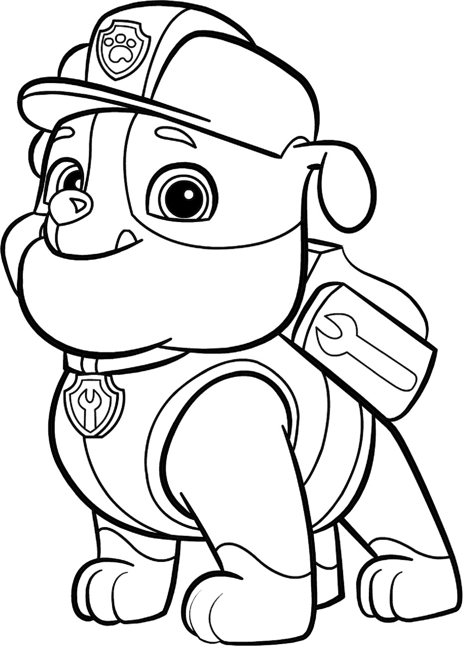Construction Bulldog Rubble Coloring Page - Free Printable Coloring