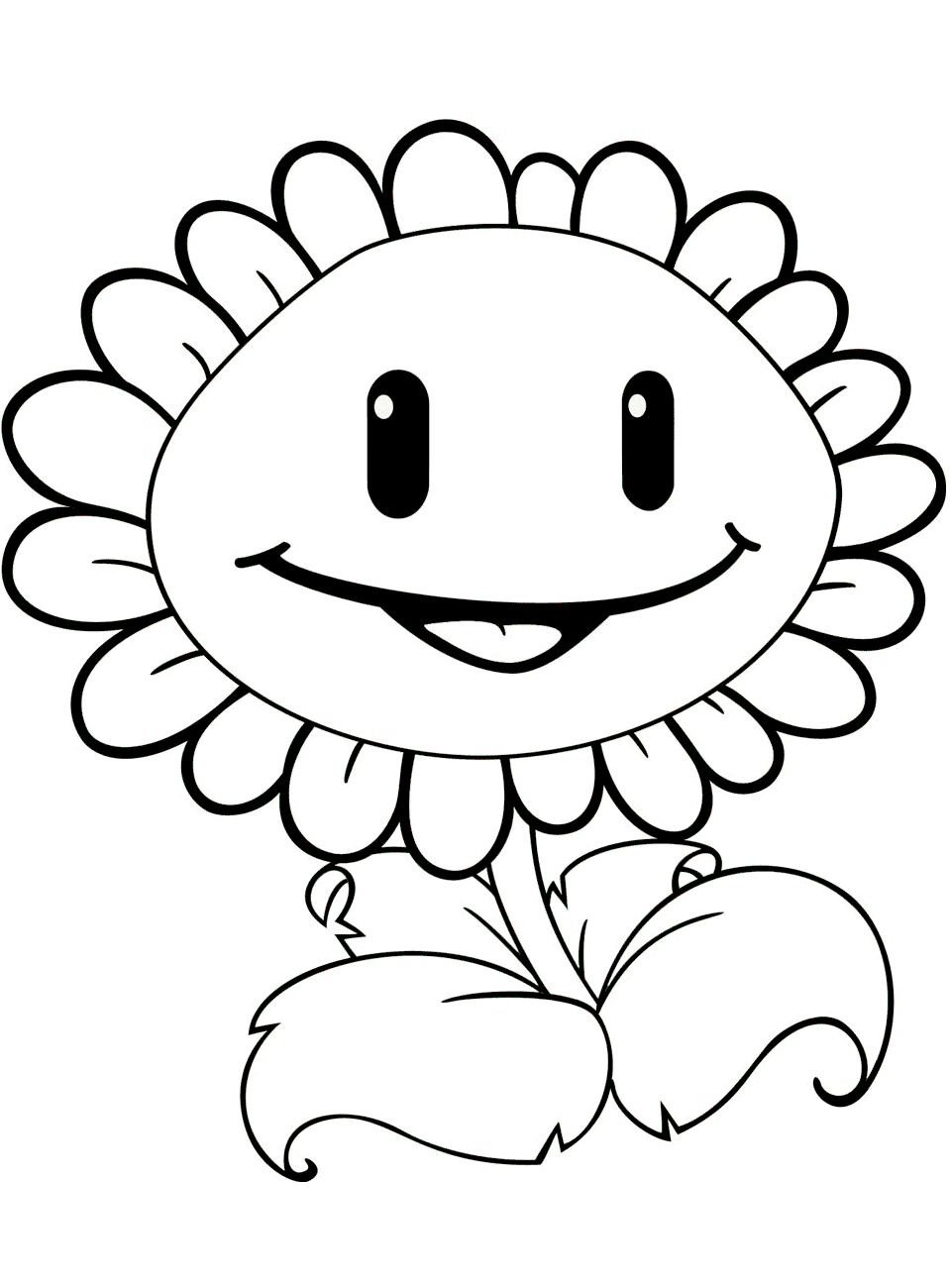 Sunflower In Plants Vs. Zombies Coloring Page - Free Printable Coloring