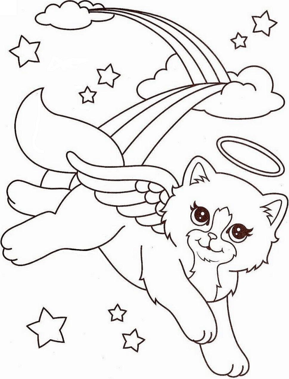 Angel Kitty From Lisa Frank Coloring Page - Free Printable Coloring