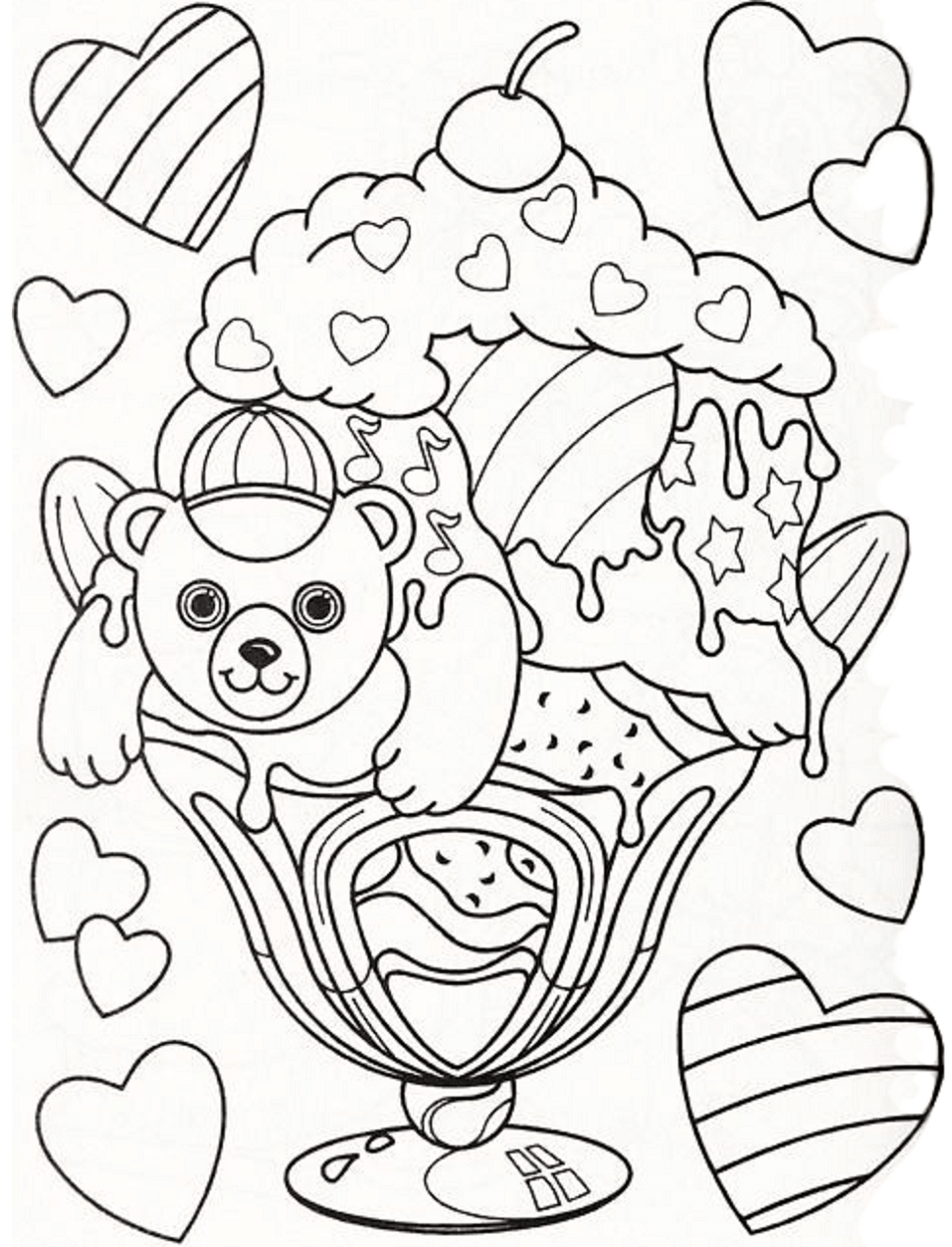Hollywood Bear Lisa  Frank  Coloring  Page  Free Printable 